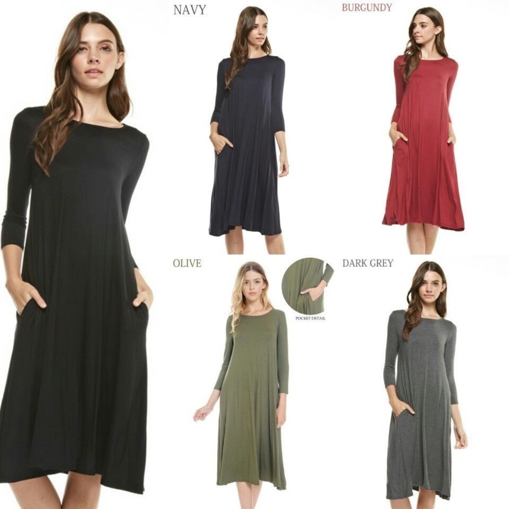 Reborn J Charcoal Midi Dress w/ Pockets